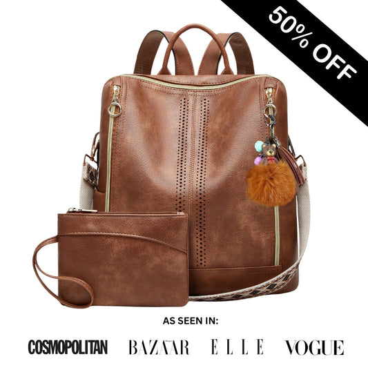 Luxury Leather 2-in-1 Convertible Backpack + Free Pouch