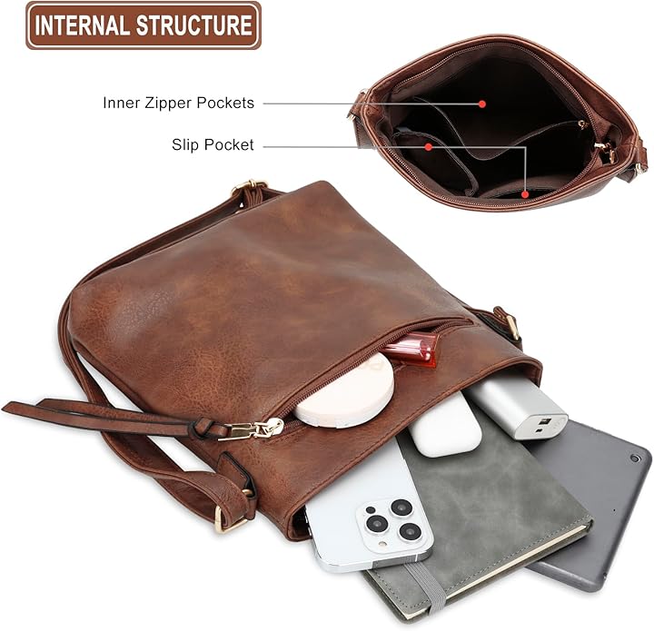 Luxury Leather 3-Piece Hobo Bag Set