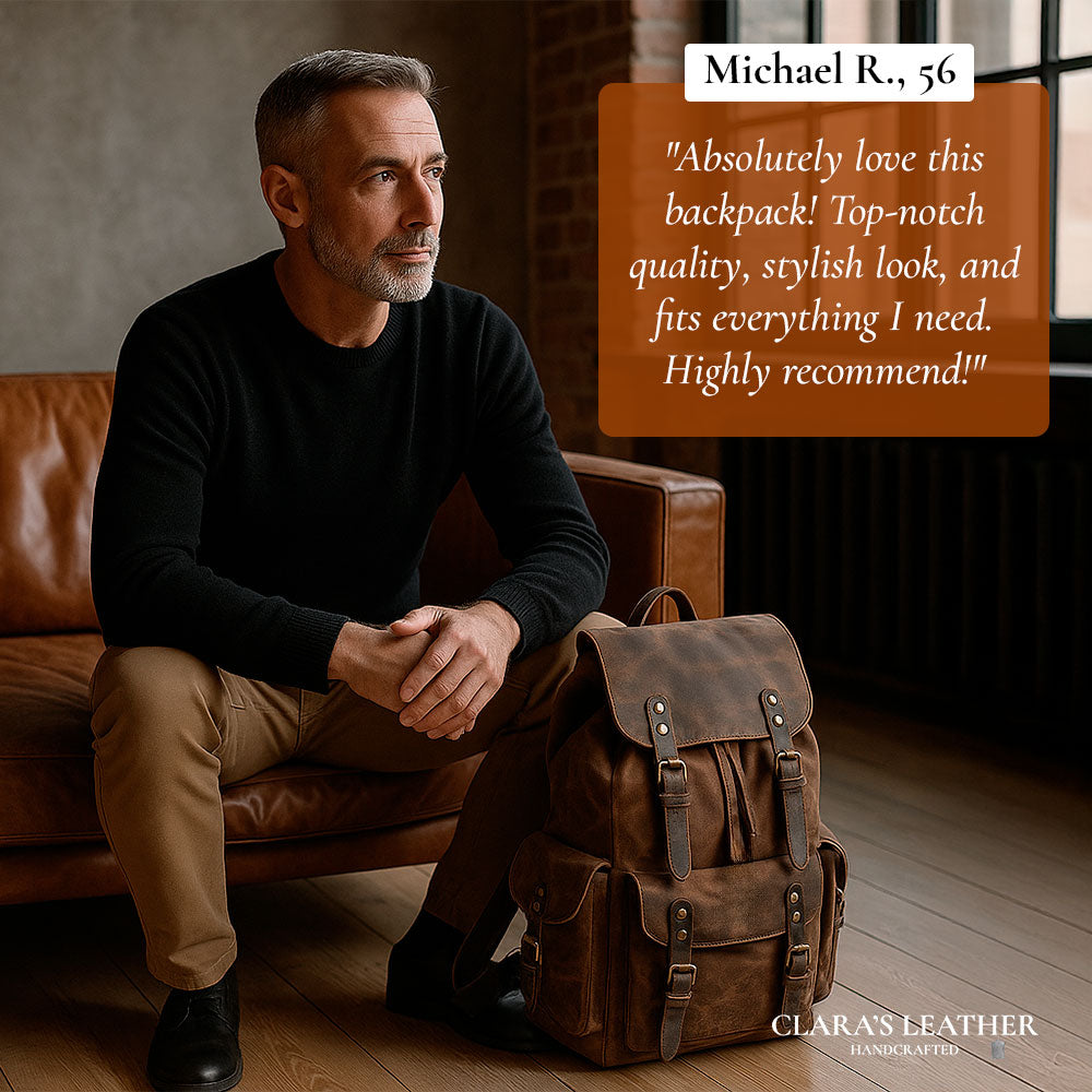 James - Vintage Canvas Leather Backpack