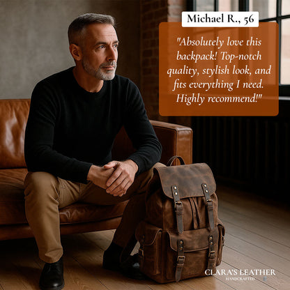 James - Vintage Canvas Leather Backpack