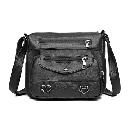 Rhea - Classic Multi-Pocket Crossbody Bag With Front Zippers