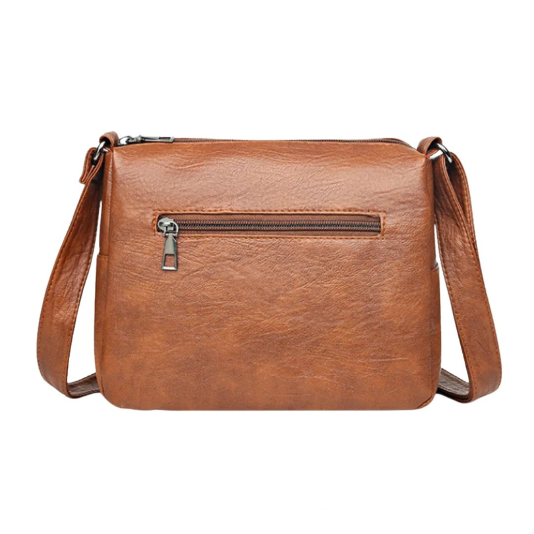 Rhea - Classic Multi-Pocket Crossbody Bag With Front Zippers
