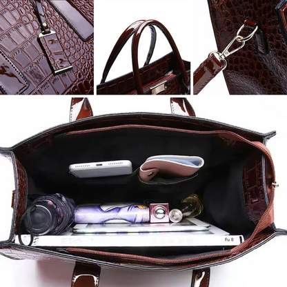 Elara - Luxury Croco-Embossed Structured Handbag With Shoulder Strap