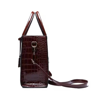 Elara - Luxury Croco-Embossed Structured Handbag With Shoulder Strap