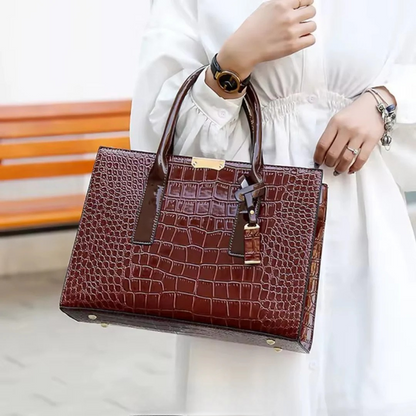 Elara - Luxury Croco-Embossed Structured Handbag With Shoulder Strap