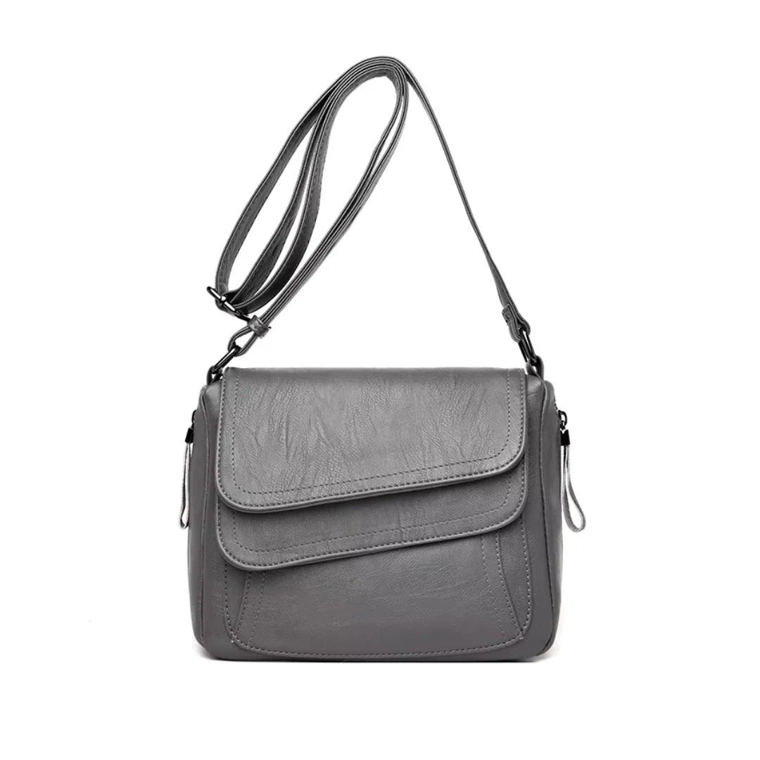 Marina - Vintage Crossbody Shoulder Bag With Layered Flap Design