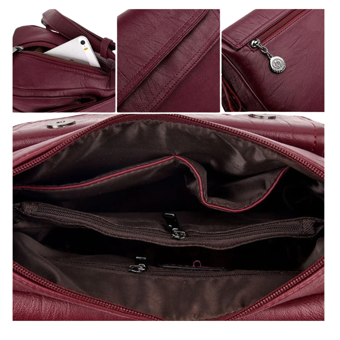 Marina - Vintage Crossbody Shoulder Bag With Layered Flap Design