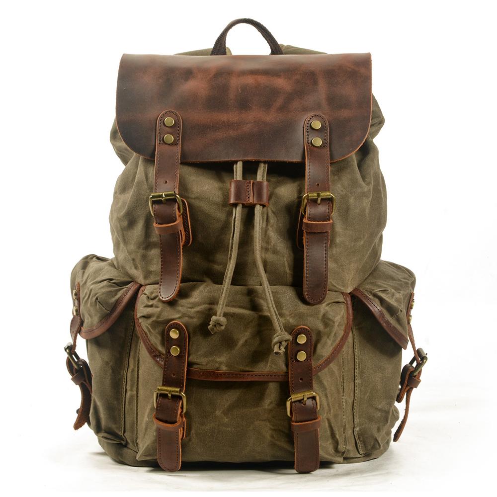 James - Vintage Canvas Leather Backpack