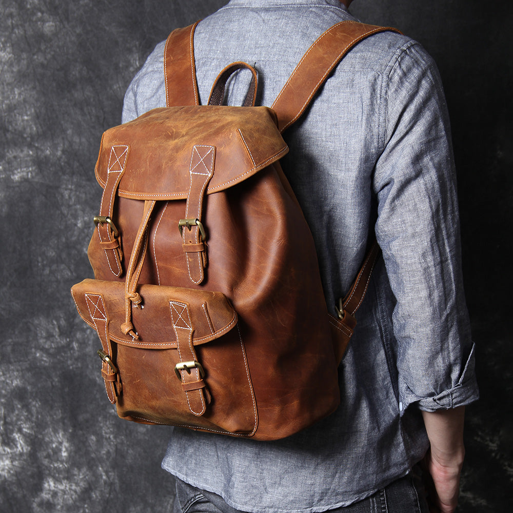 Jeffrey - Durable Classic Leather Knapsack